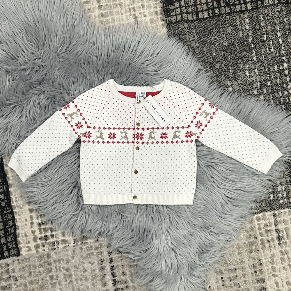 Janie & Jack‎ Baby Fair Isle Reindeer Cardigan Size 18-24 Month ($56)